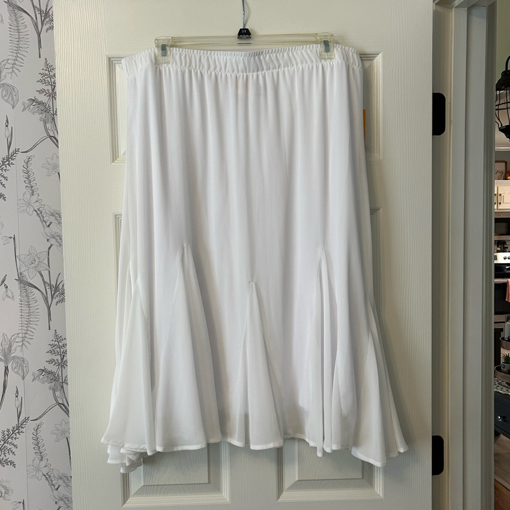 Ruby Rd. White Women's Flowing Midi Skirt XL (seems oversized) NWT